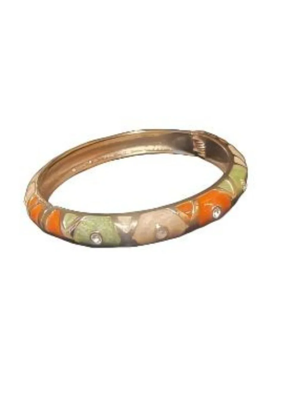 Vintage Enamel Hinged Clamper Bangle Bracelet